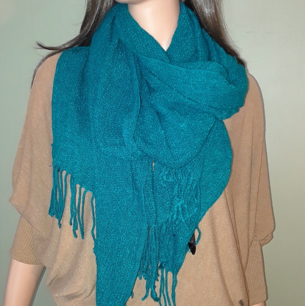 Teal Tassel Scarf
